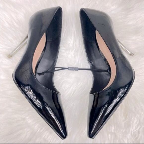 Zara | patent leather pointy toe heels 6.0 (36) black w ombré 3 1/2” heel - Picture 4 of 9